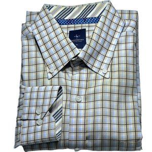 TailorByrd COLLECTION Shirt Mens Size XL Cotton Long Sleeve Blue Plaid